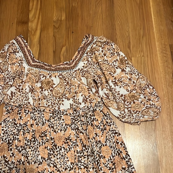 Orange Rust Floral Boho Peasant Flowy Dress‎ large - Picture 6 of 13